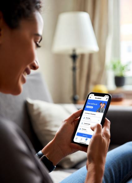 Customer using on-demand repair services through online platform